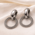 Silver Twisted Hoop Earrings