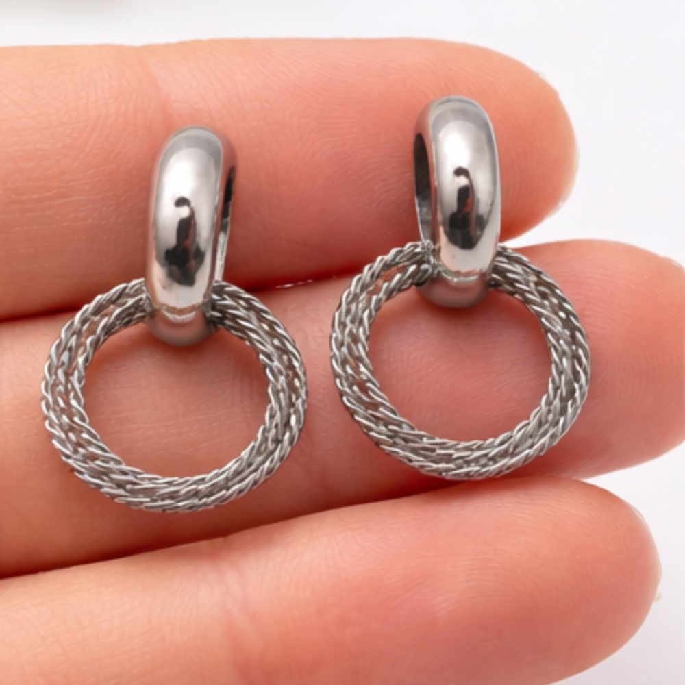 Silver Twisted Hoop Earrings