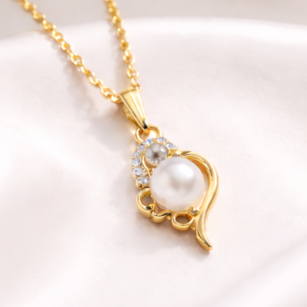 Elegant Single Pearl Gold Pendant Necklace ✨