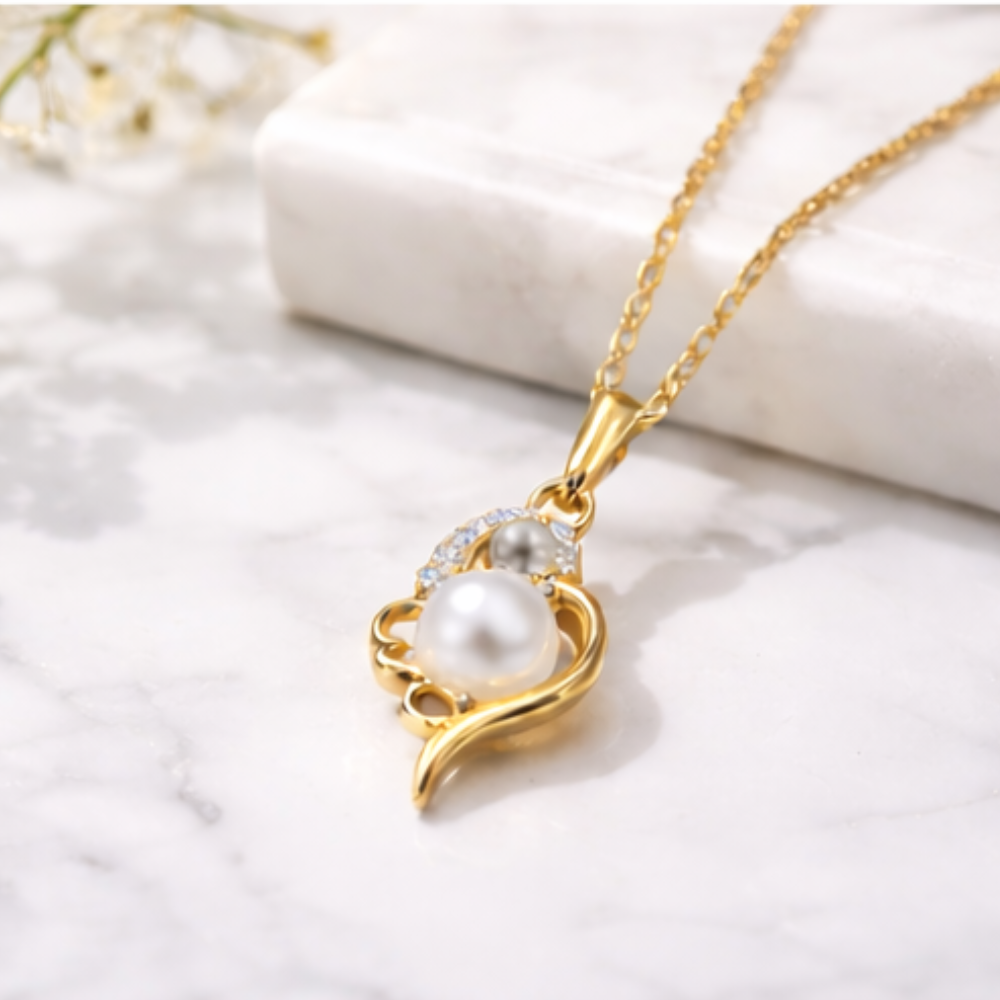 Elegant Single Pearl Gold Pendant Necklace ✨