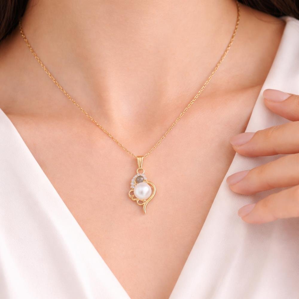 Elegant Single Pearl Gold Pendant Necklace ✨