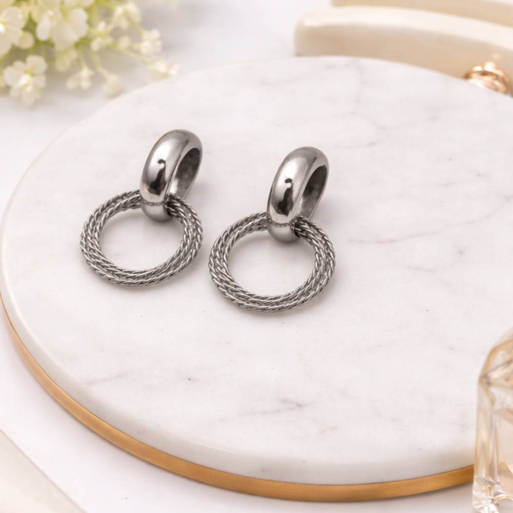 Silver Twisted Hoop Earrings