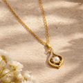 Gold Pearl Heart Pendant Necklace
