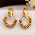 Gold Beaded Hoop Drop Earrings for Women ✨